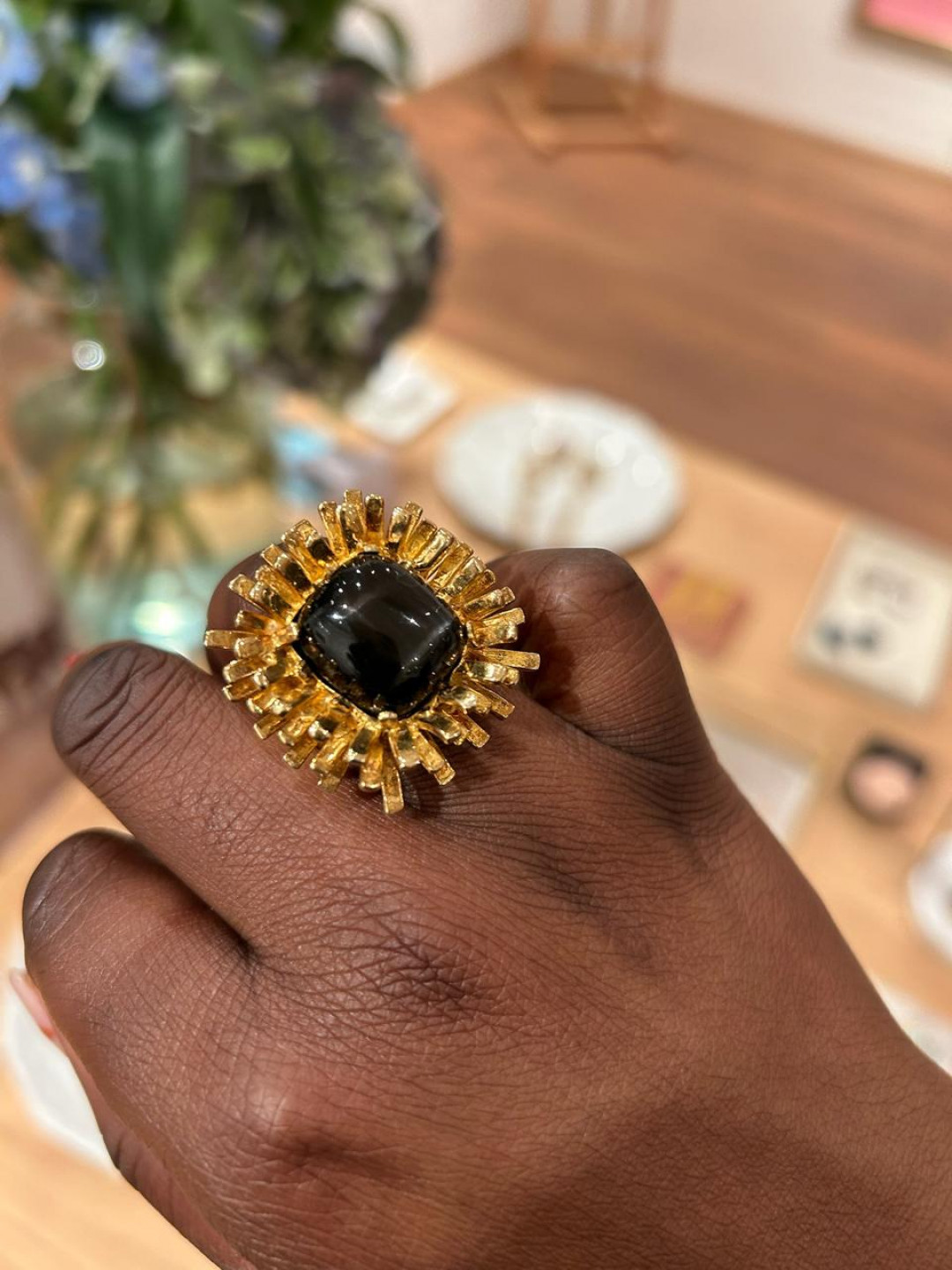 Obsidian Set Urchin Ring by Tay Jewellery on curated-crowd.com