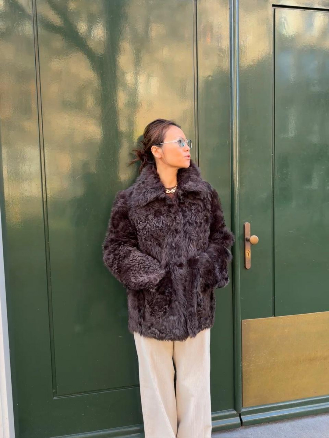 Isabelle Shearling Coat in Chocolate Brown by Curated Crowd Collective on curated-crowd.com
