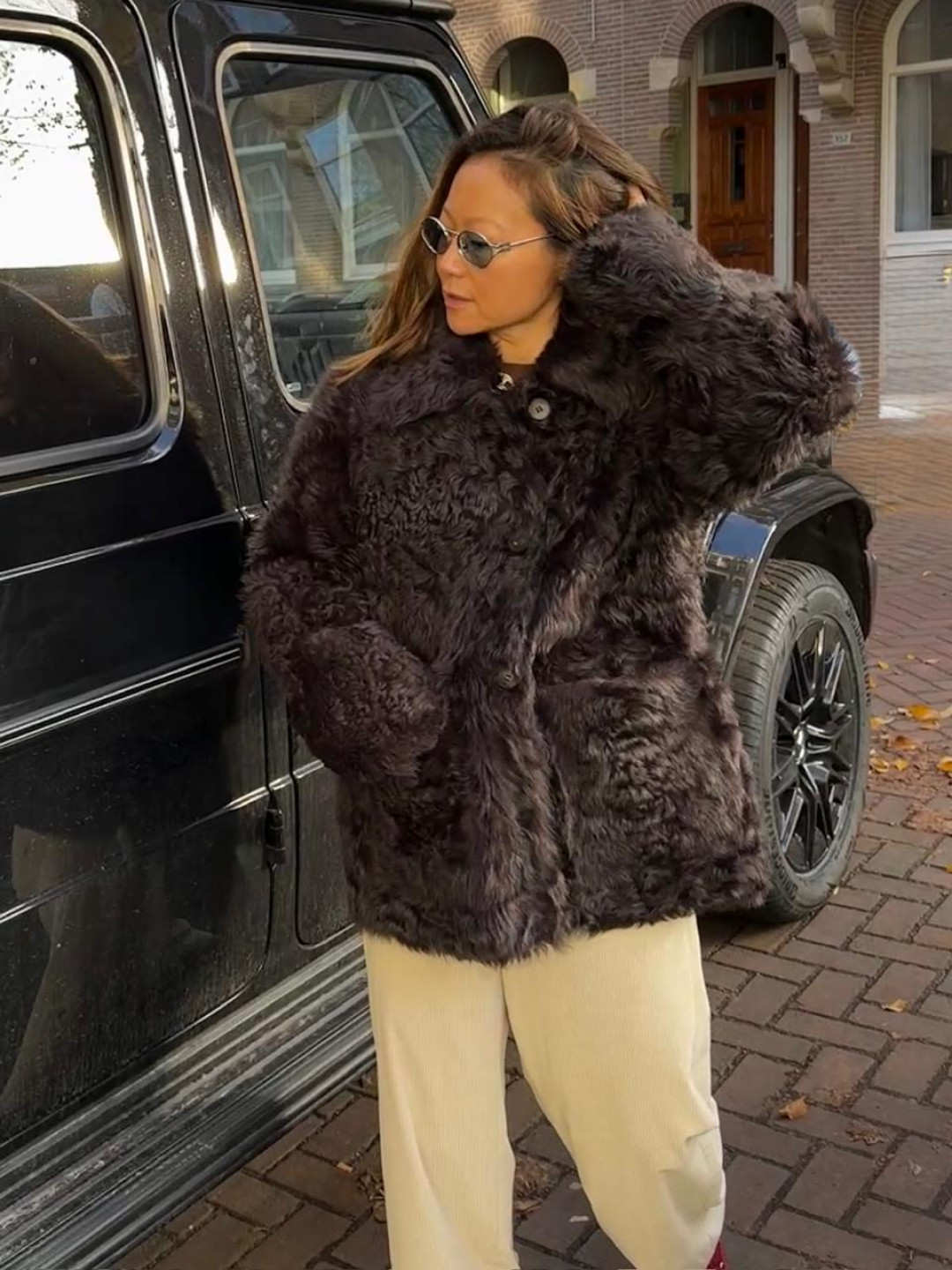 Isabelle Shearling Coat in Chocolate Brown by Curated Crowd Collective on curated-crowd.com