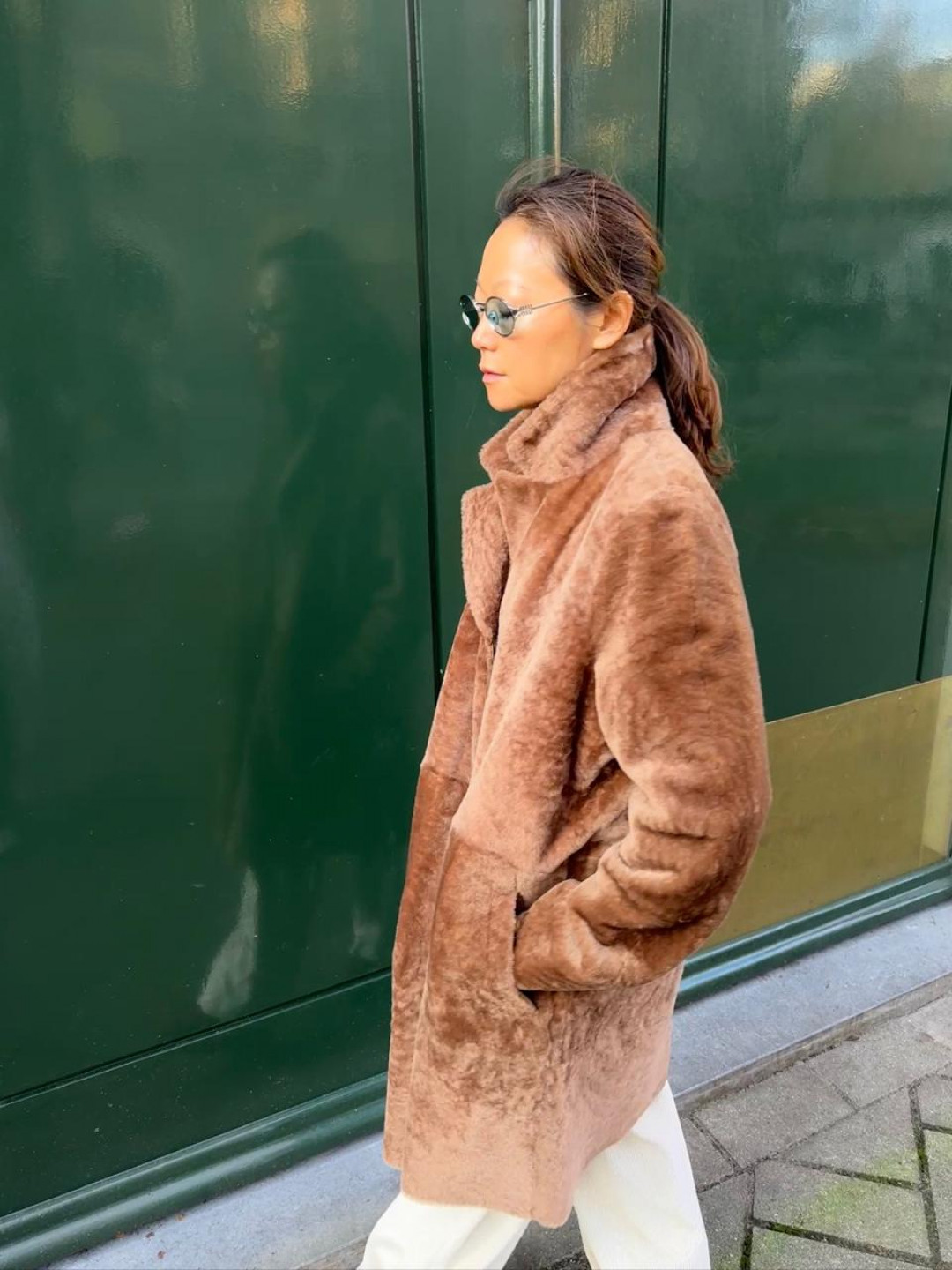 Melody Shearling Coat in Cinnamon by Curated Crowd Collective on curated-crowd.com