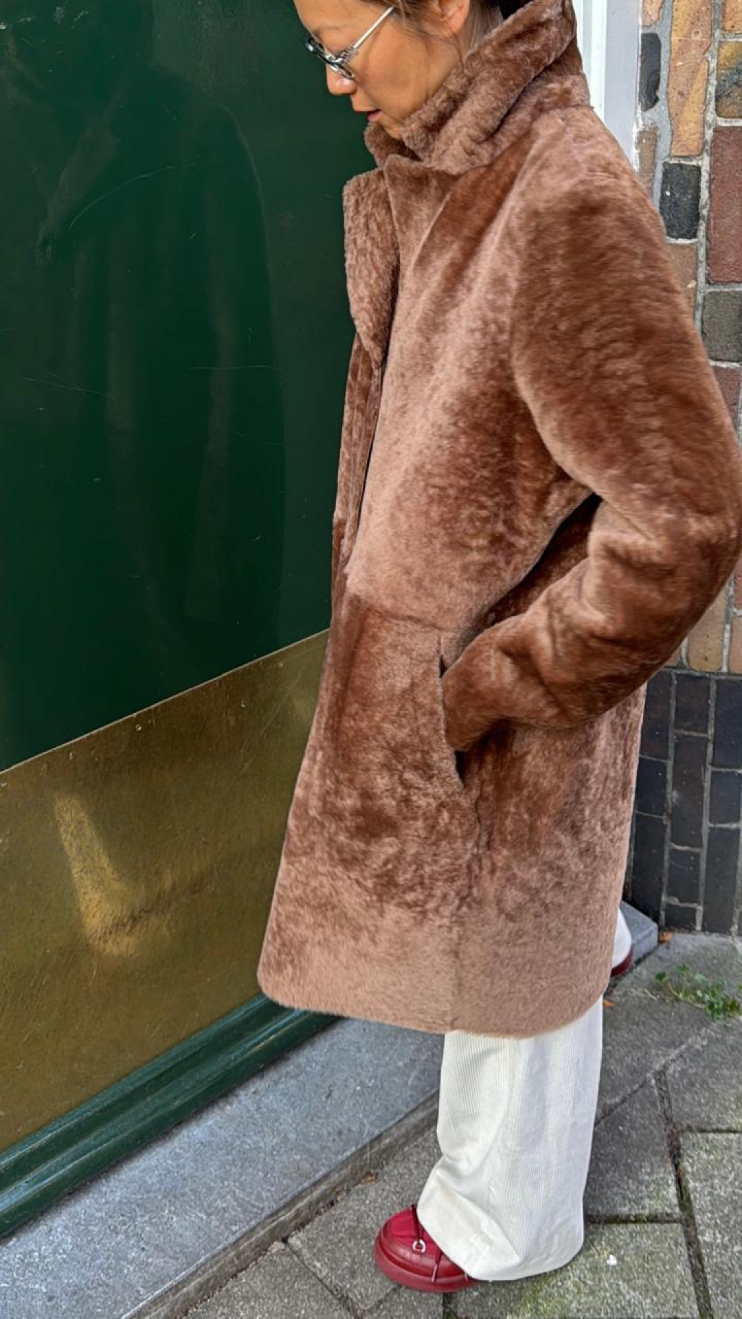 Melody Shearling Coat in Cinnamon by Curated Crowd Collective on curated-crowd.com