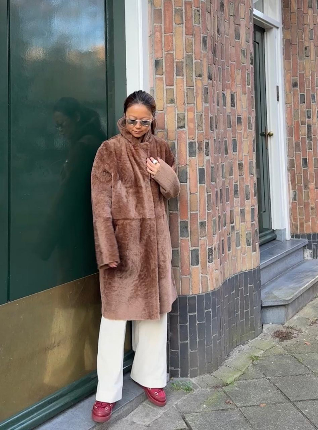 Melody Shearling Coat in Cinnamon by Curated Crowd Collective on curated-crowd.com