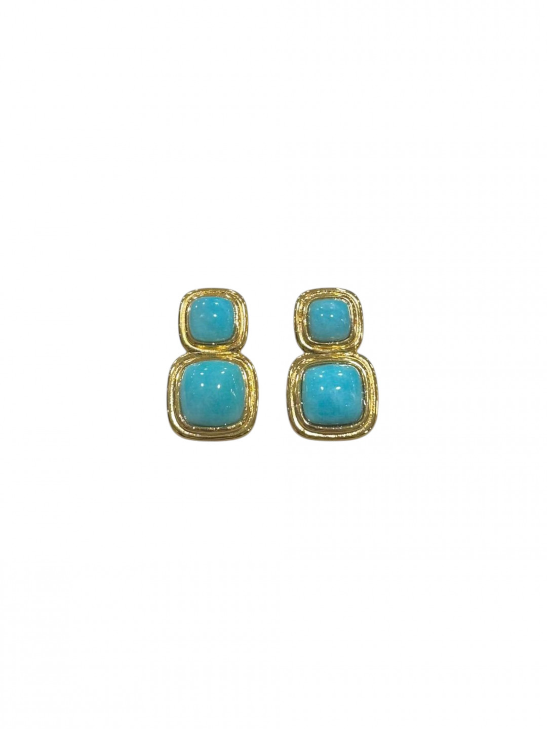 Two Stone Cushion Shape Amazonite 'Double wire' Eardrops by Tay Jewellery on curated-crowd.com