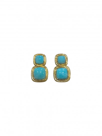 Two Stone Cushion Shape Amazonite 'Double wire' Eardrops by Tay Jewellery on curated-crowd.com