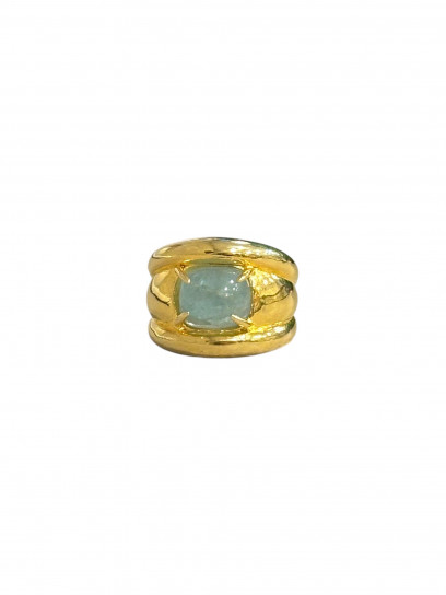 Aquamarine Sugarloaf Cabochon Set 'Octavia' Ring by Tay Jewellery on curated-crowd.com