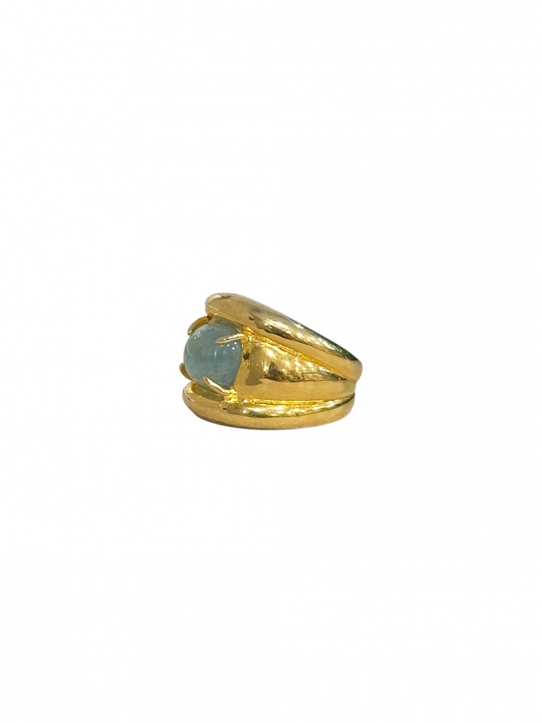 Aquamarine Sugarloaf Cabochon Set 'Octavia' Ring by Tay Jewellery on curated-crowd.com