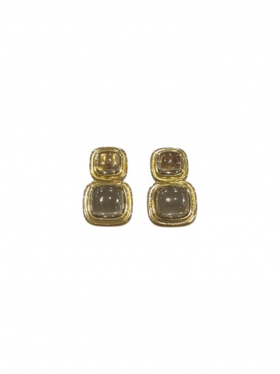 Two Stone Cushion Shape Smokey Quartz 'Double Wire" Eardrops by Tay Jewellery on curated-crowd.com