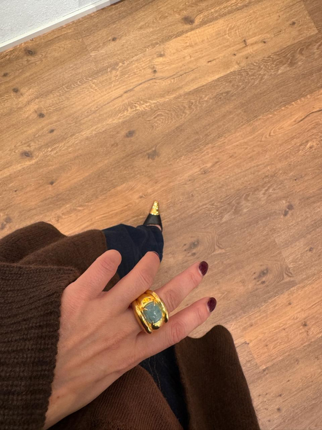 Aquamarine Sugarloaf Cabochon Set 'Octavia' Ring by Tay Jewellery on curated-crowd.com