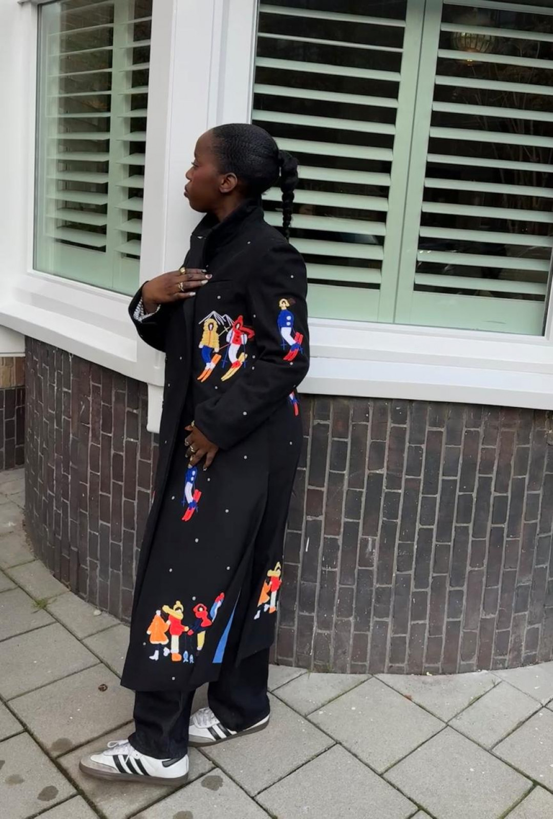 Ski People Wool Black Coat by Artwear Gallery on curated-crowd.com