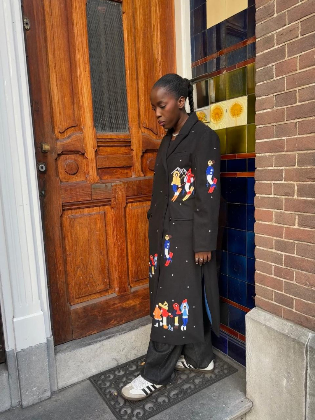 Ski People Wool Black Coat by Artwear Gallery on curated-crowd.com