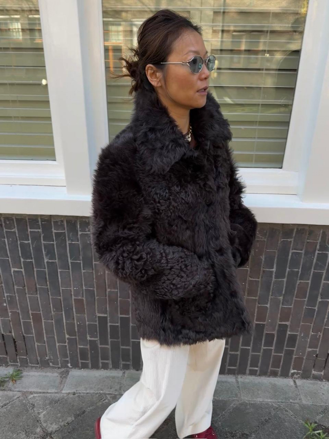 Isabelle Shearling Coat in Chocolate Brown by Curated Crowd Collective on curated-crowd.com