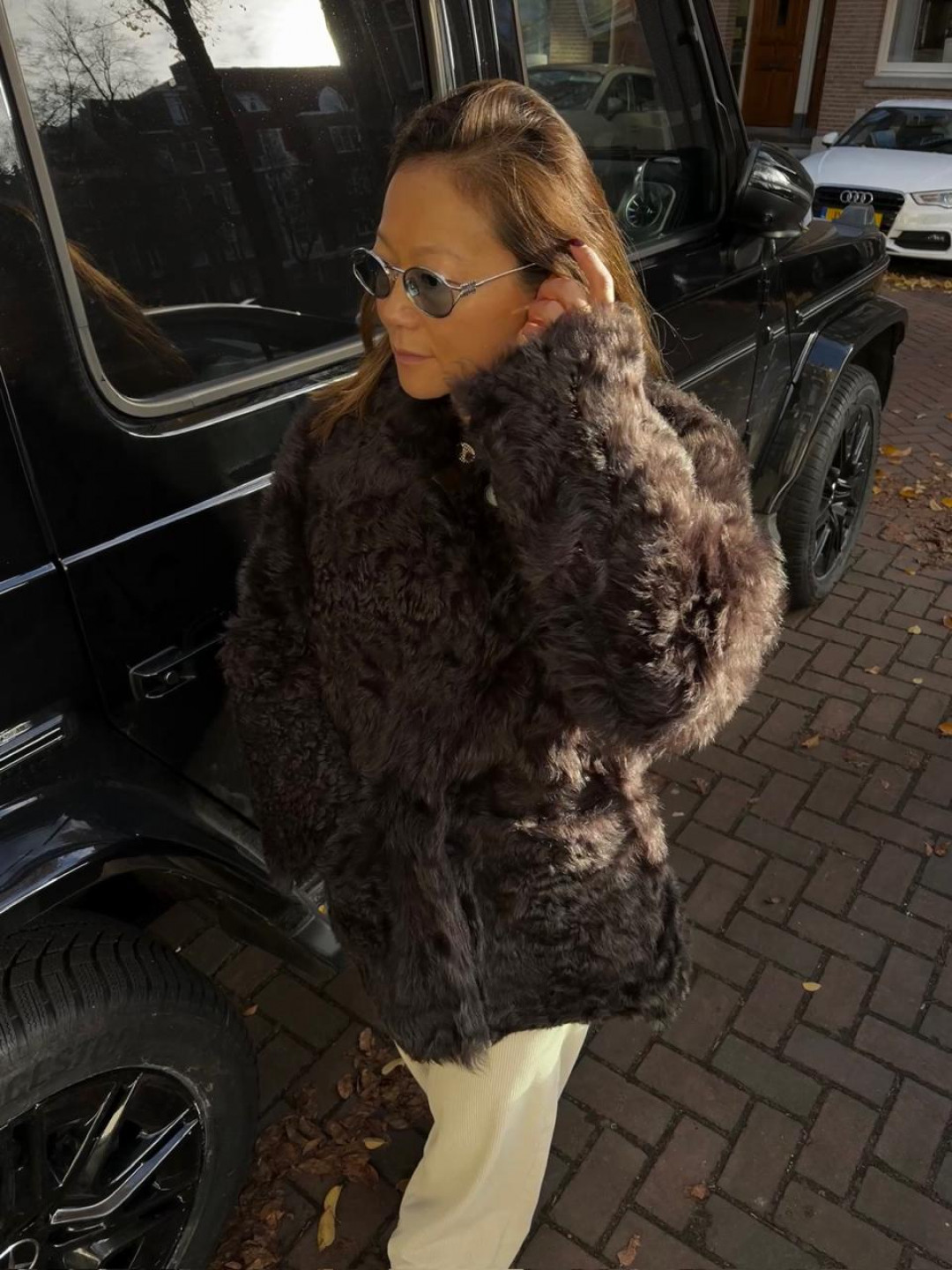 Isabelle Shearling Coat in Chocolate Brown by Curated Crowd Collective on curated-crowd.com