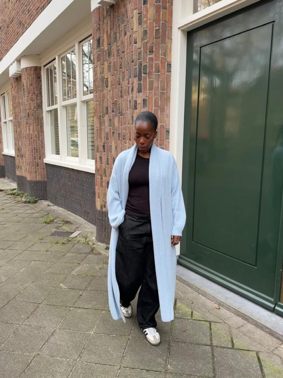 Ribbed Cashmere Coatigan in Skyway Blue by LOOP Cashmere on curated-crowd.com