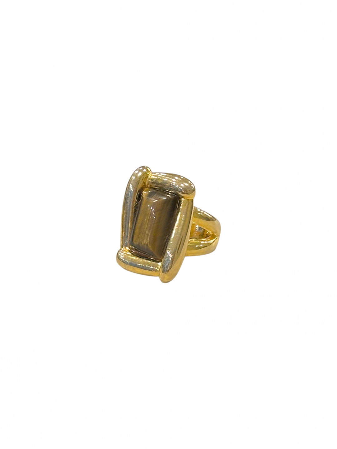 Tiger's Eye Set Oblong Wrapover Bezel Ring by Tay Jewellery on curated-crowd.com