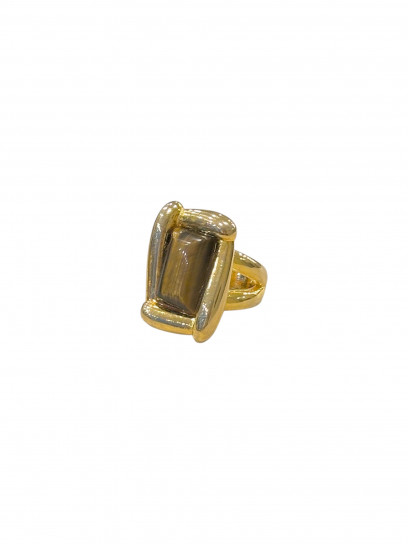 Tiger's Eye Set Oblong Wrapover Bezel Ring by Tay Jewellery on curated-crowd.com