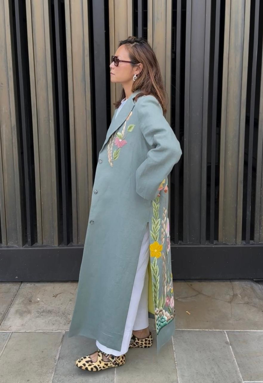 Jade Fish Linen Coat by Artwear Gallery on curated-crowd.com
