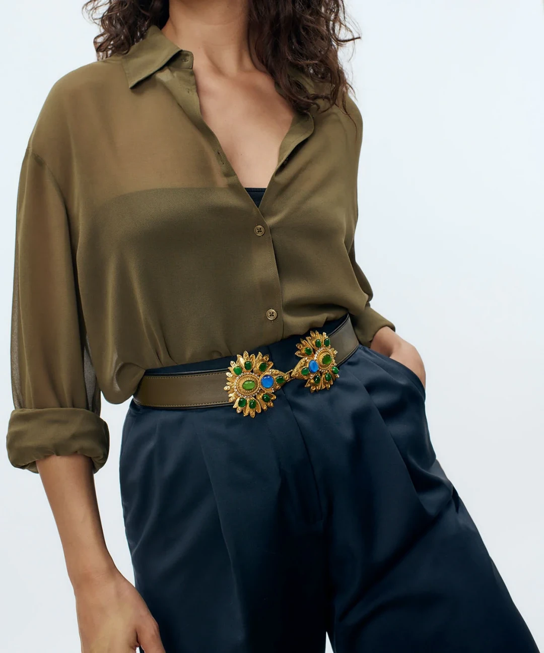 Desert Rose Leather Belt by Sonia Petroff on curated-crowd.com