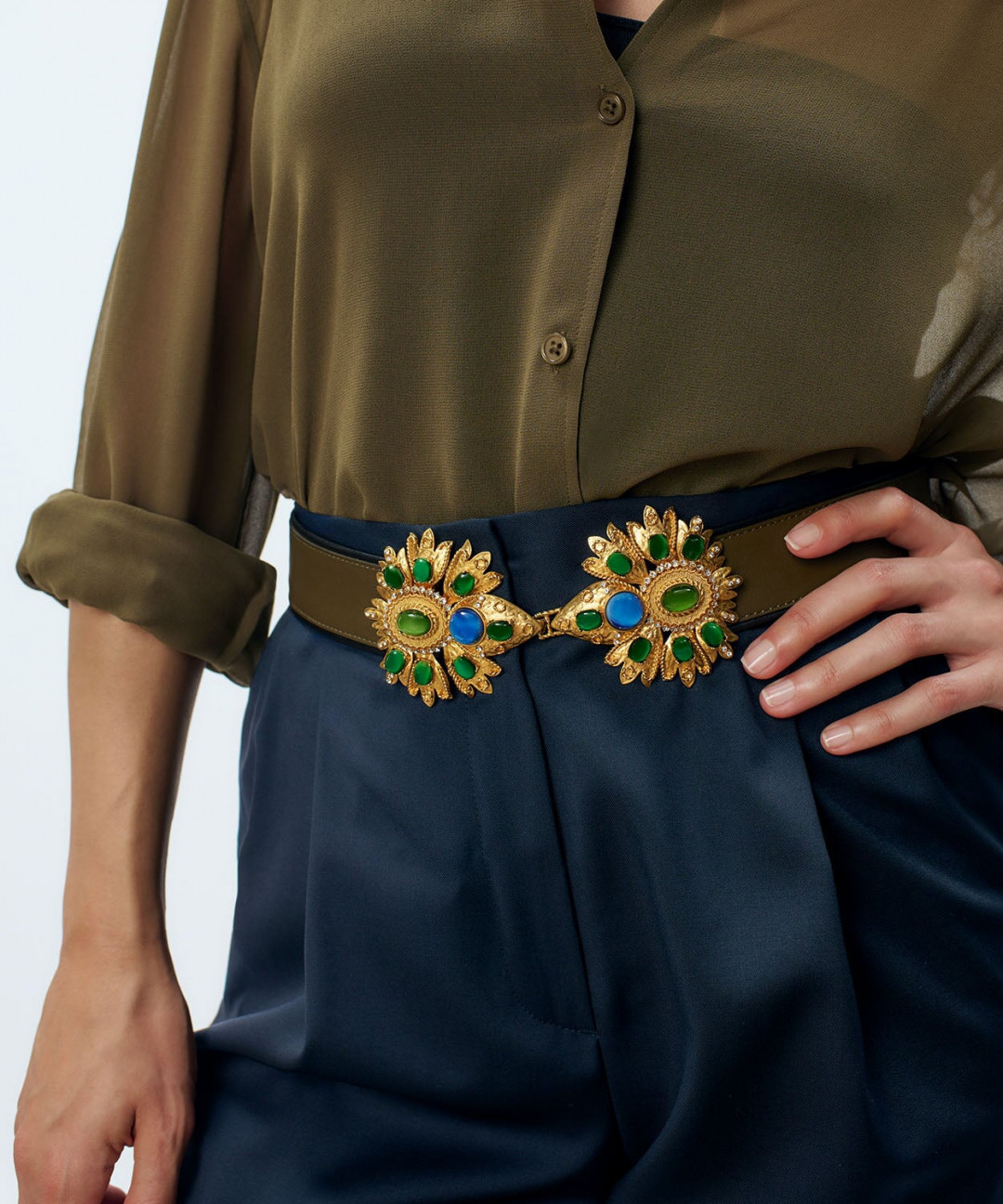 Desert Rose Leather Belt by Sonia Petroff on curated-crowd.com