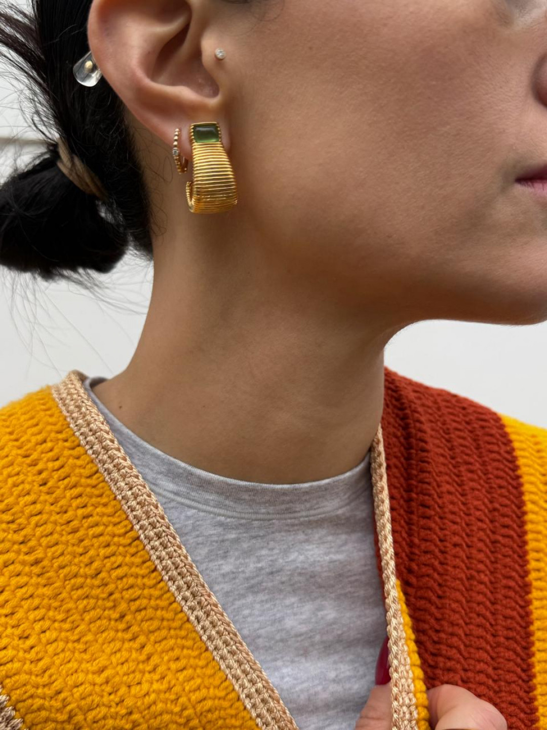 Serpentine Garnet Set Flared Wirewrap Earrings by Tay Jewellery on curated-crowd.com