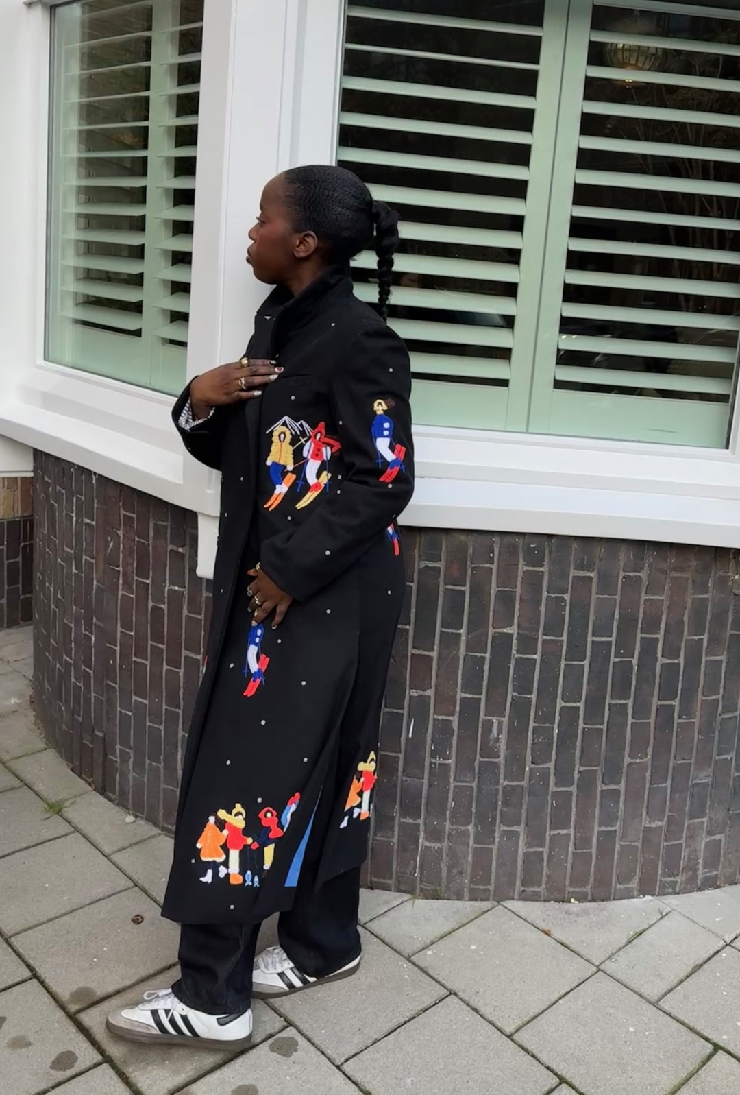 Ski People Wool Black Coat by Artwear Gallery on curated-crowd.com