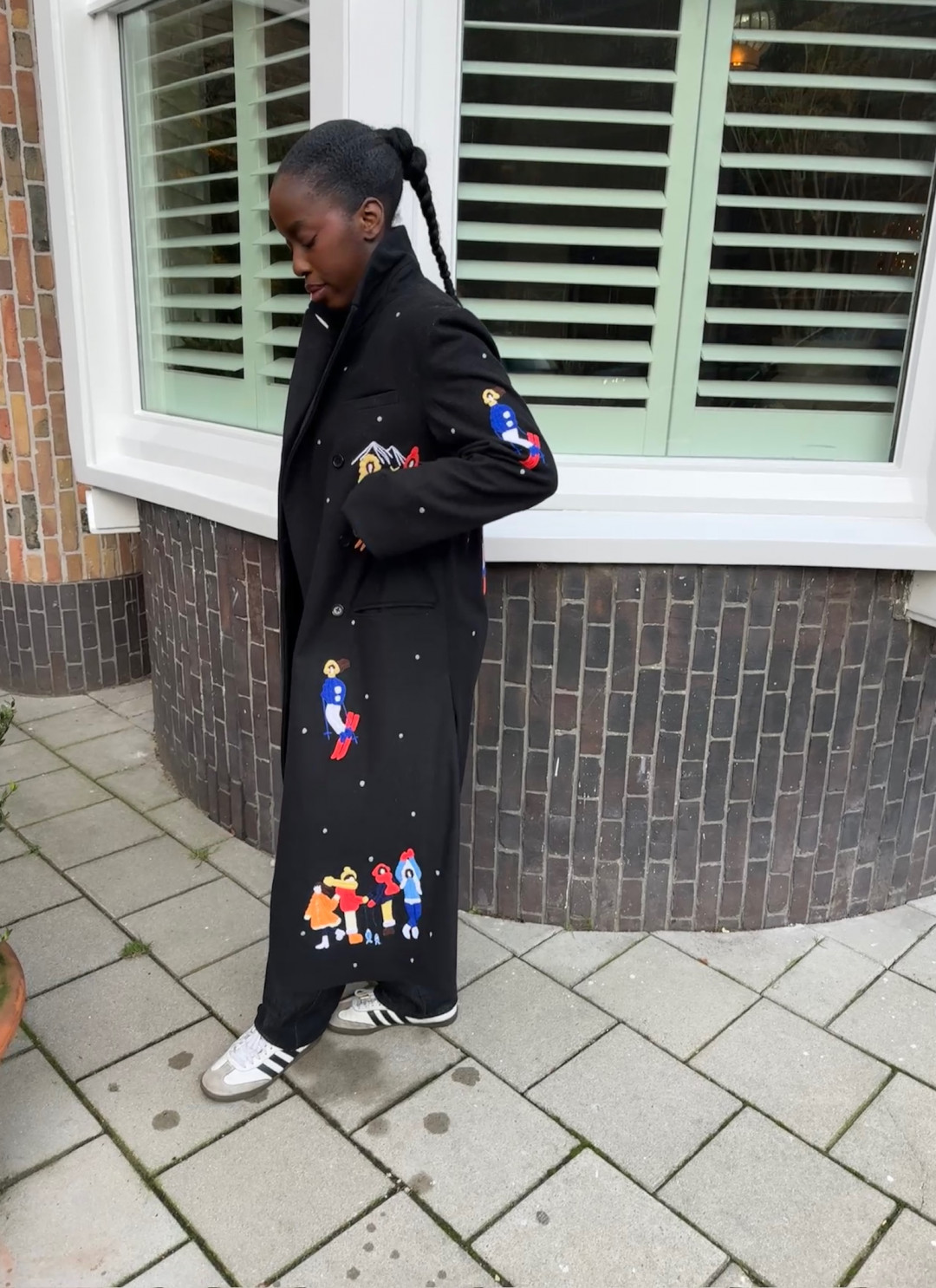 Ski People Wool Black Coat by Artwear Gallery on curated-crowd.com