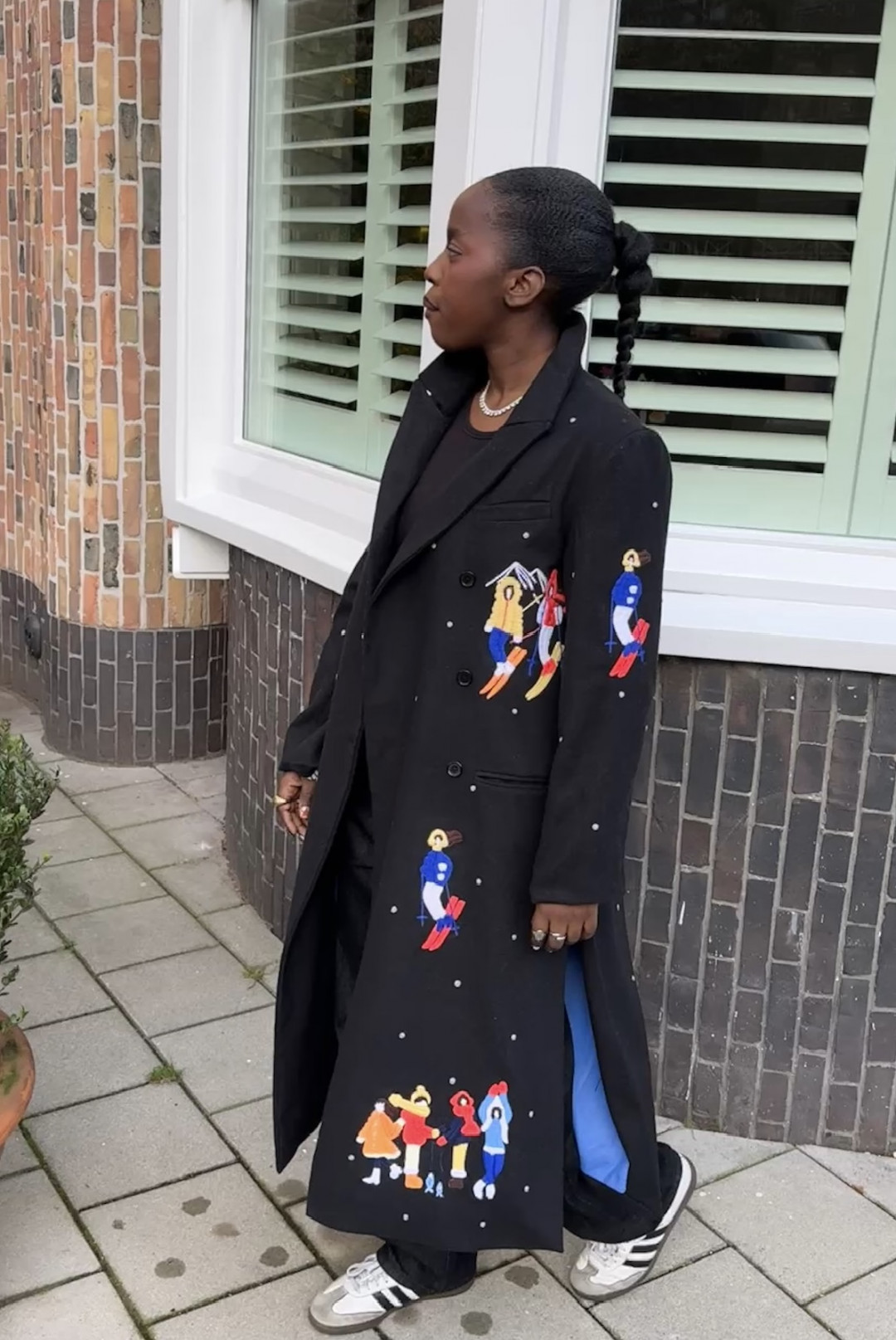 Ski People Wool Black Coat by Artwear Gallery on curated-crowd.com