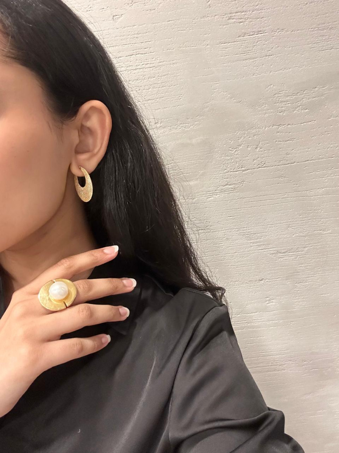 Freshwater Button Pearl Set Ovoid Panel Ring by Tay Jewellery on curated-crowd.com