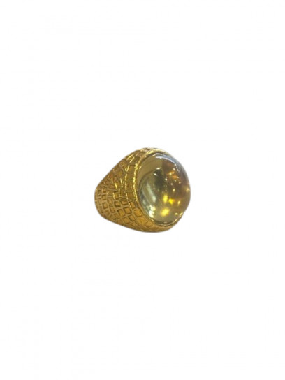 Pale Honey Quartz Set Chiselled Ring by Tay Jewellery on curated-crowd.com