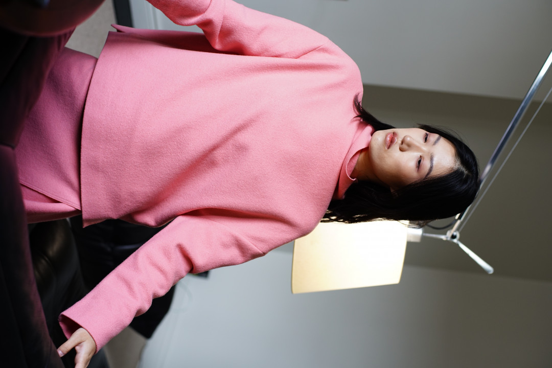 Wool Pink Sweater by Inner Tiger on curated-crowd.com