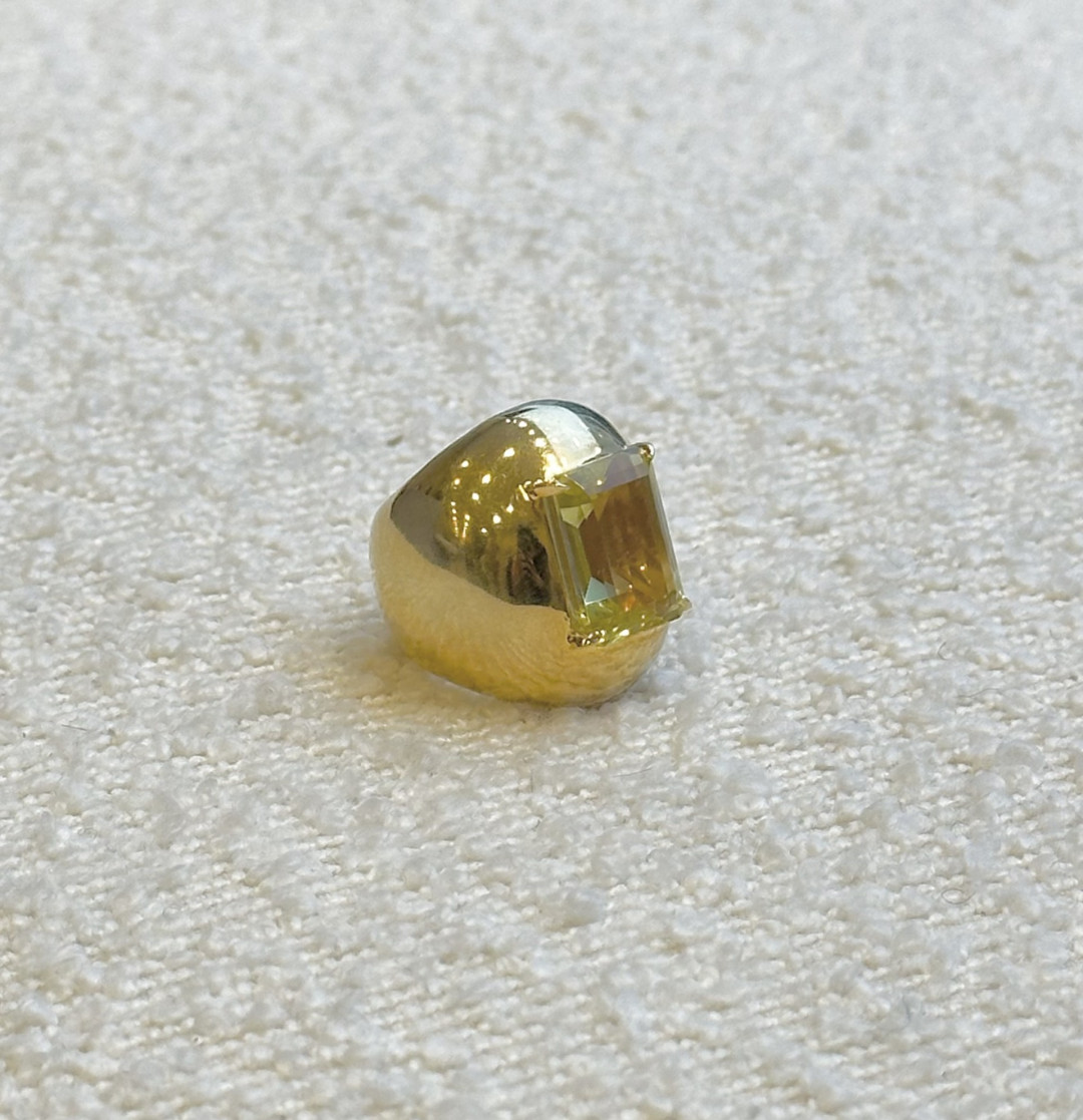 Lemon Quartz Set Polished Bombe Ring by Tay Jewellery on curated-crowd.com