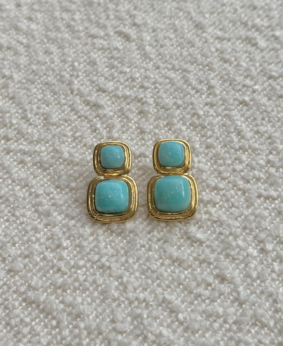 Two Stone Cushion Shape Amazonite 'Double wire' Eardrops by Tay Jewellery on curated-crowd.com