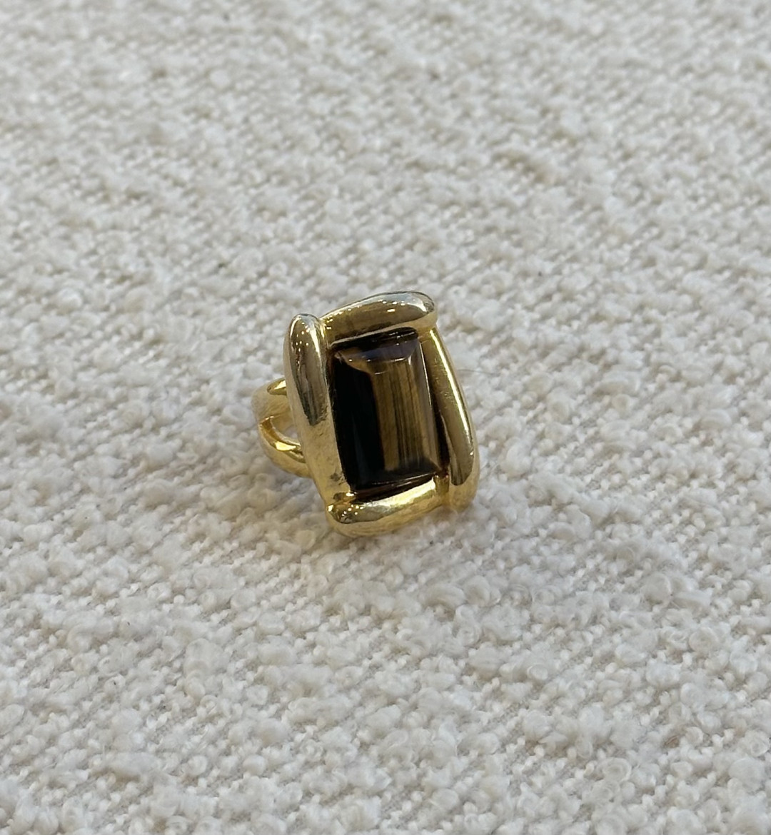 Tiger's Eye Set Oblong Wrapover Bezel Ring by Tay Jewellery on curated-crowd.com