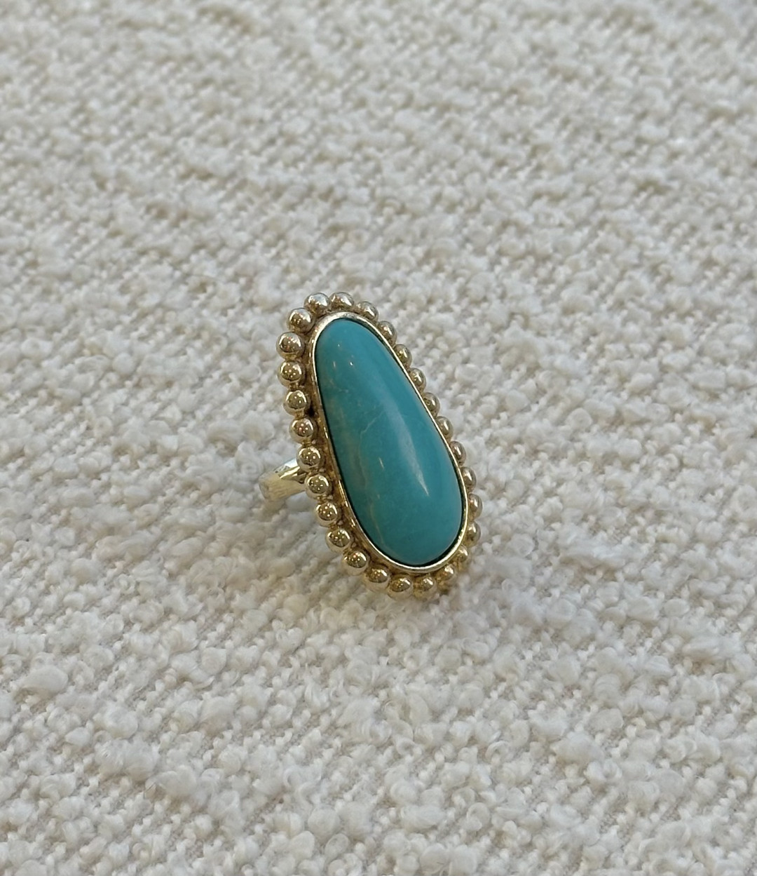 Turquoise Set Beaded Nazreen Ring by Tay Jewellery on curated-crowd.com