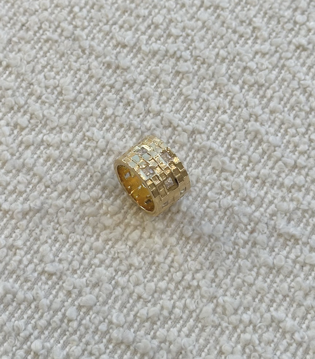 Aquamarine Chiseled Tube Ring by Tay Jewellery on curated-crowd.com