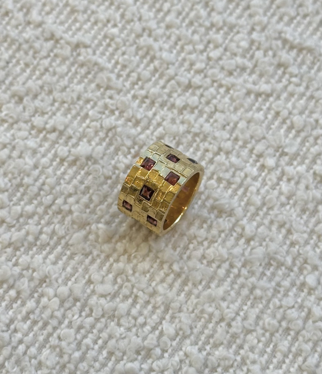 Garnet Chiseled Tube Ring by Tay Jewellery on curated-crowd.com