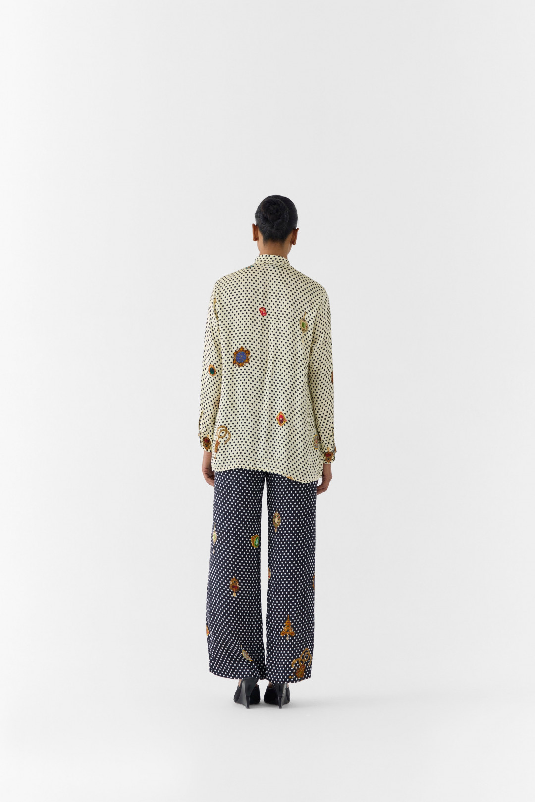 Pearl Polka Shirt & Onxy Pants by Studio Rigu on curated-crowd.com