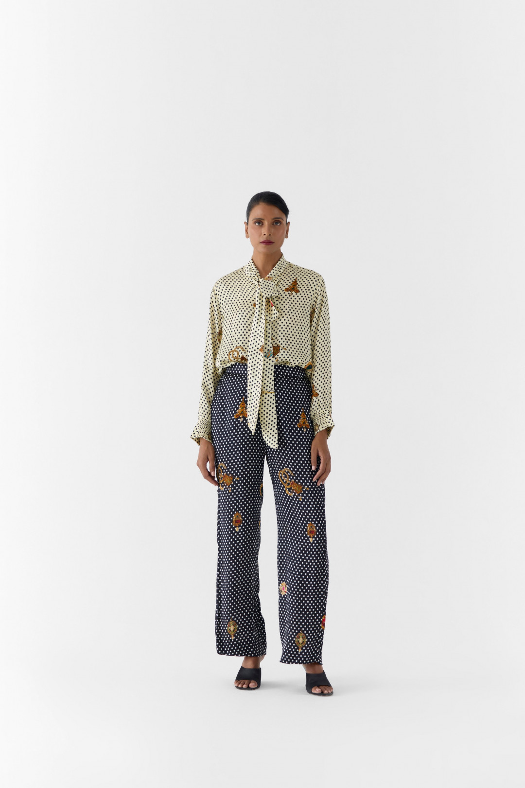 Pearl Polka Shirt & Onxy Pants by Studio Rigu on curated-crowd.com