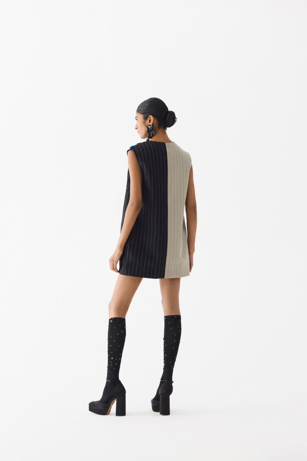 Buds Half & Half Suiting Dress by Studio Rigu on curated-crowd.com