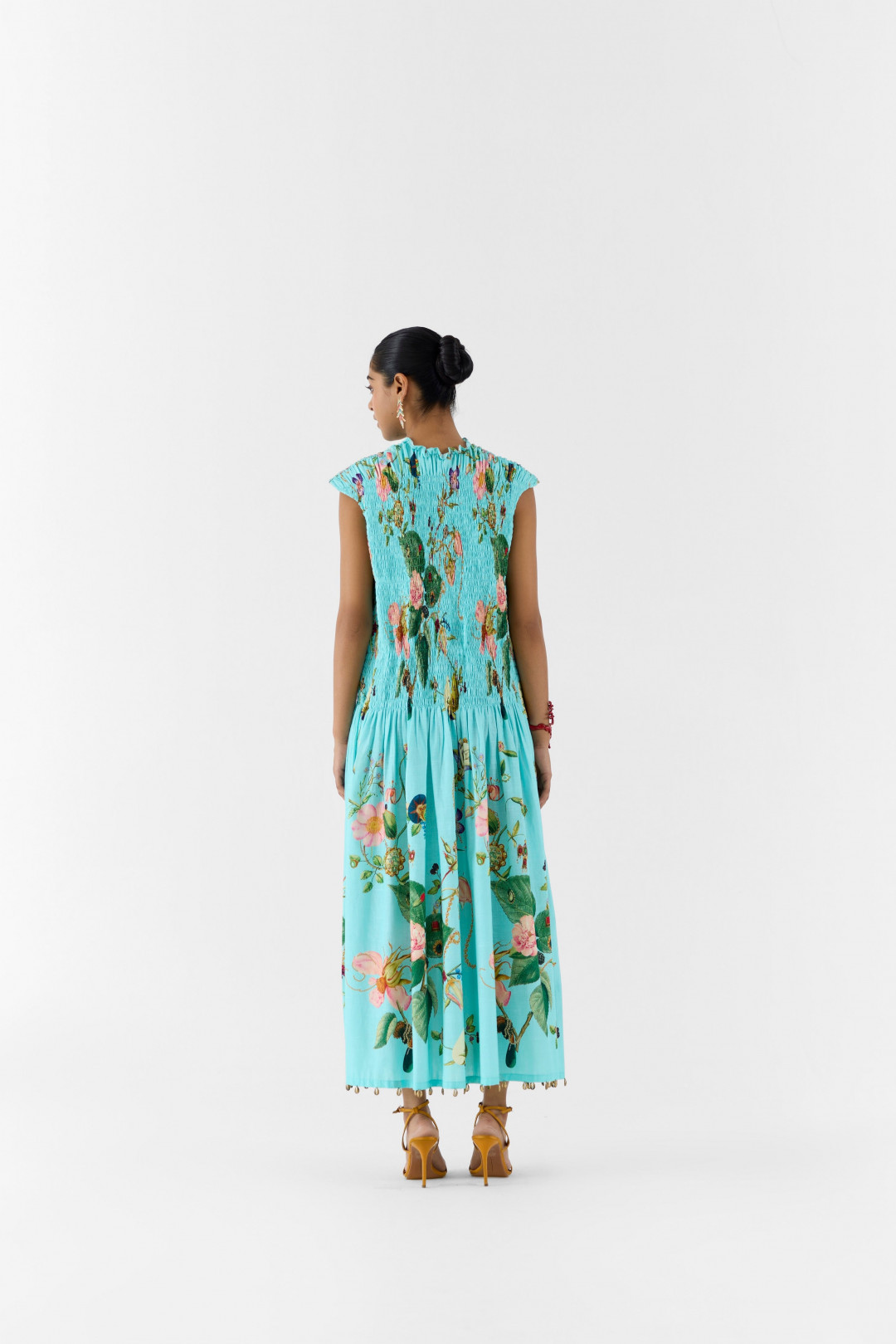 Blue Blossom Ruching Dress by Studio Rigu on curated-crowd.com