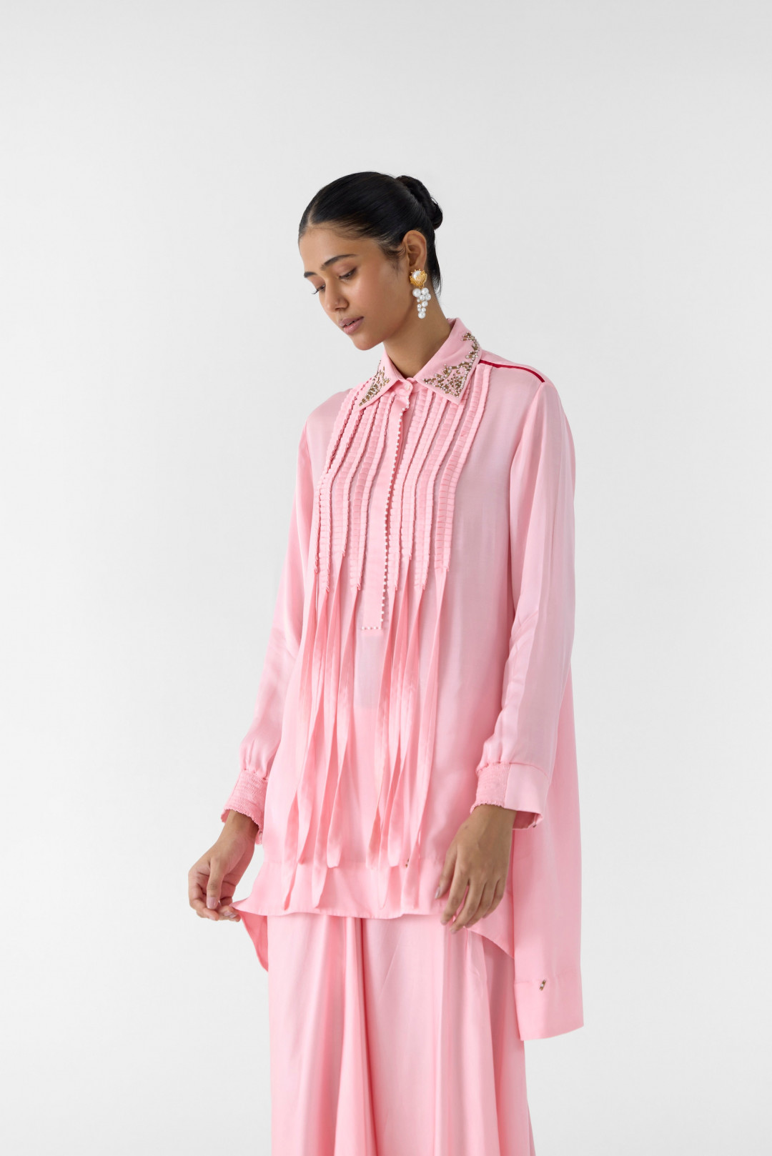 Moonstone Asymmetric Shirt & Knot Skirt by Studio Rigu on curated-crowd.com