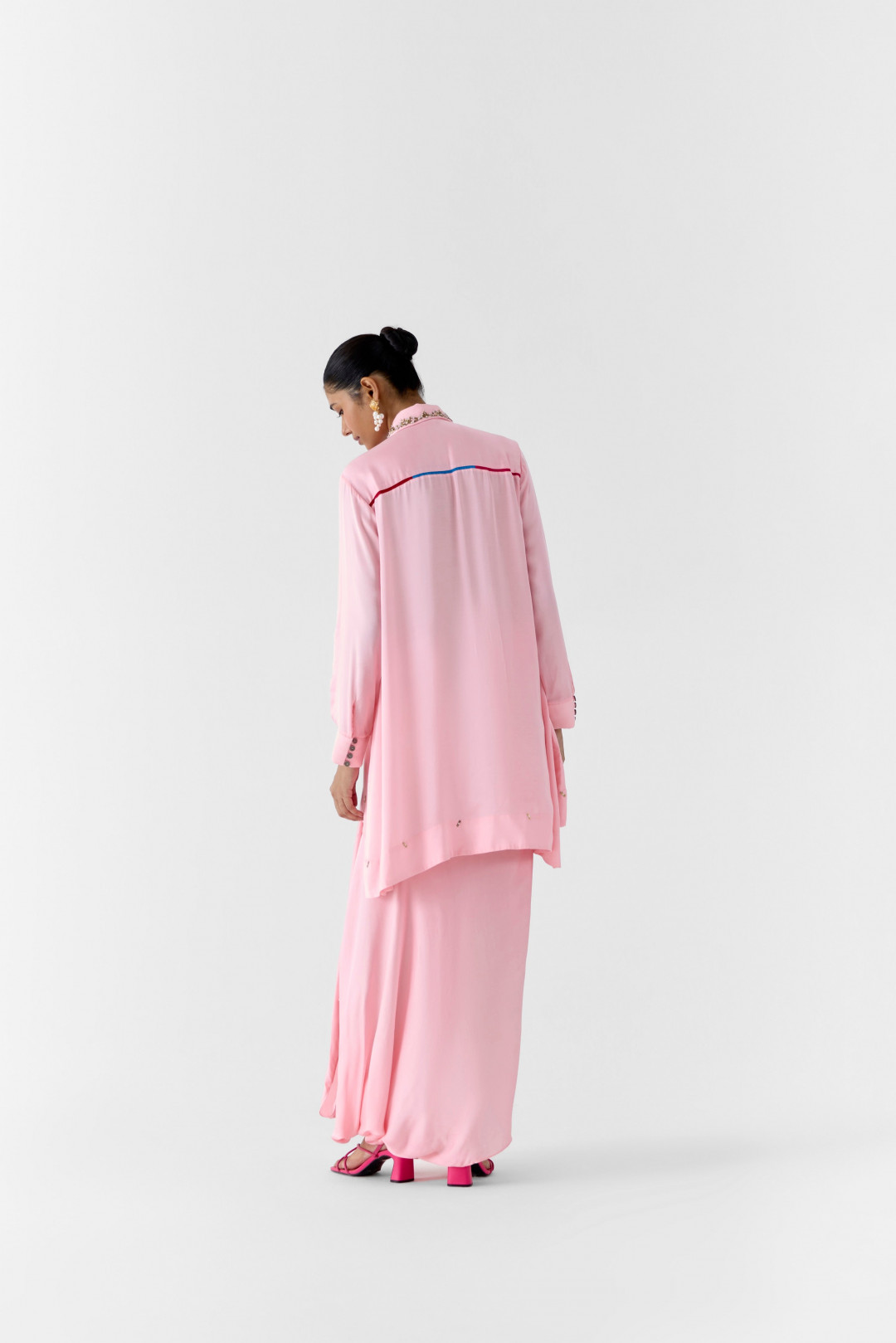 Moonstone Asymmetric Shirt & Knot Skirt by Studio Rigu on curated-crowd.com