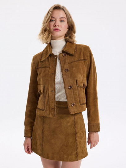 Border Leather Jacket by Faraway on curated-crowd.com