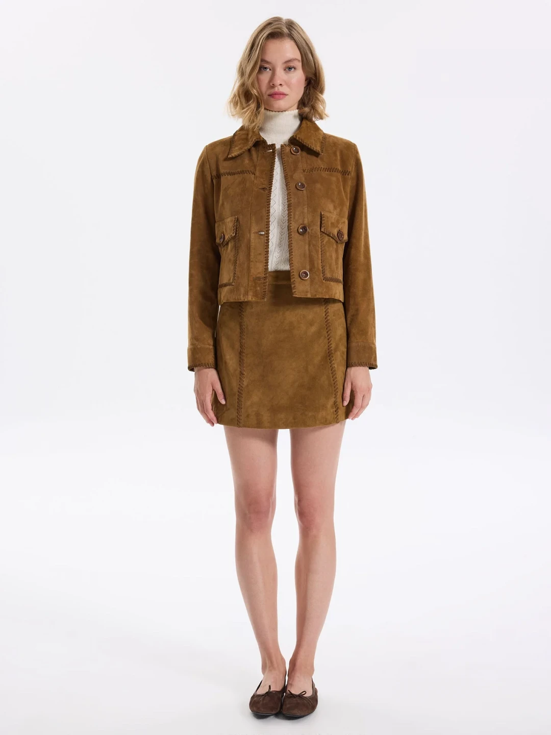 Border Leather Skirt by Faraway on curated-crowd.com