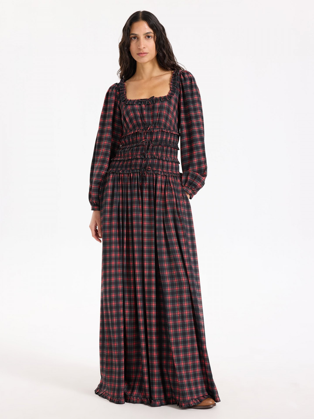 Roisin Dress Red Black Plaid by Faraway on curated-crowd.com