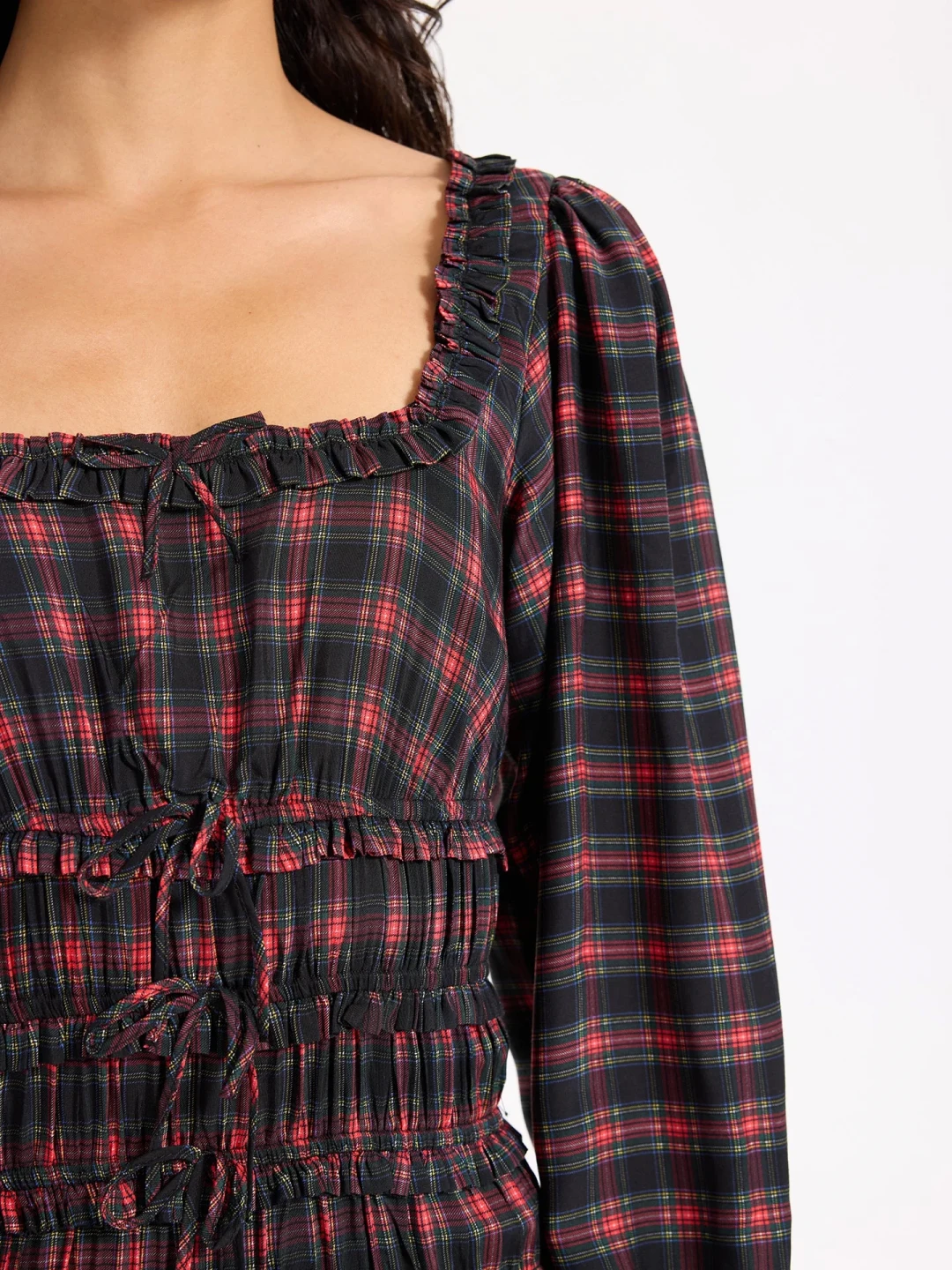 Roisin Dress Red Black Plaid by Faraway on curated-crowd.com