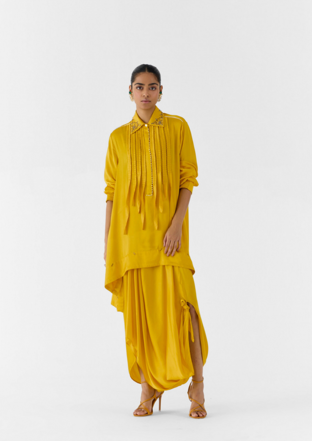 Amber Asymmetric Shirt & Knot Skirt by Studio Rigu on curated-crowd.com