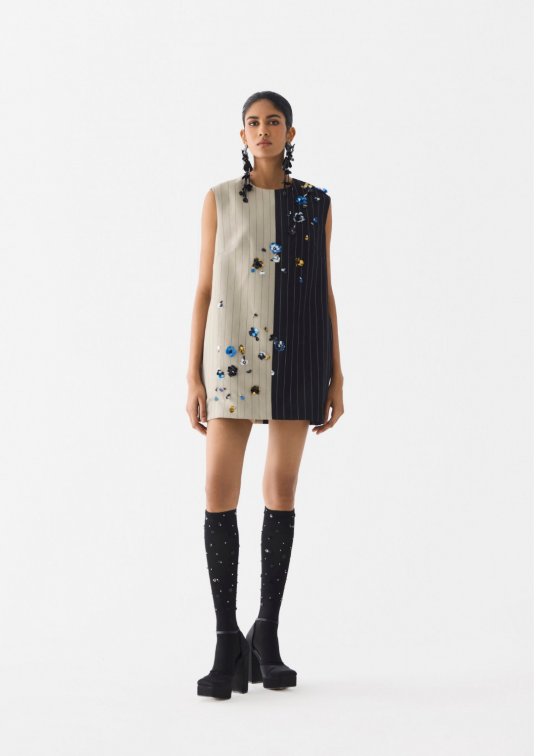 Buds Half & Half Suiting Dress by Studio Rigu on curated-crowd.com