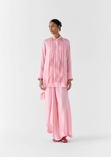 Moonstone Asymmetric Shirt & Knot Skirt by Studio Rigu on curated-crowd.com