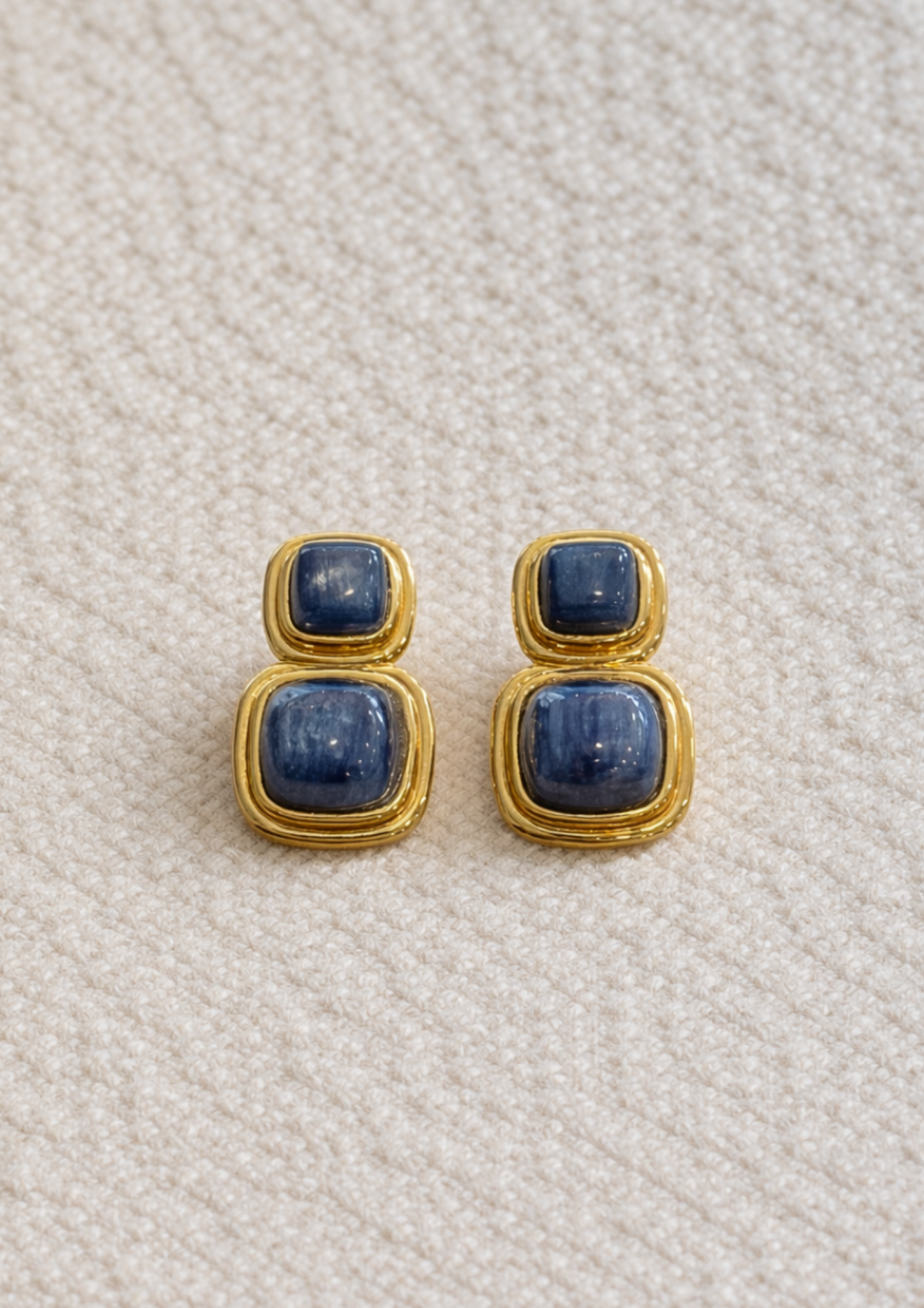 Kyanite Set Two Stone Cushion Shape Eardrops by Tay Jewellery on curated-crowd.com