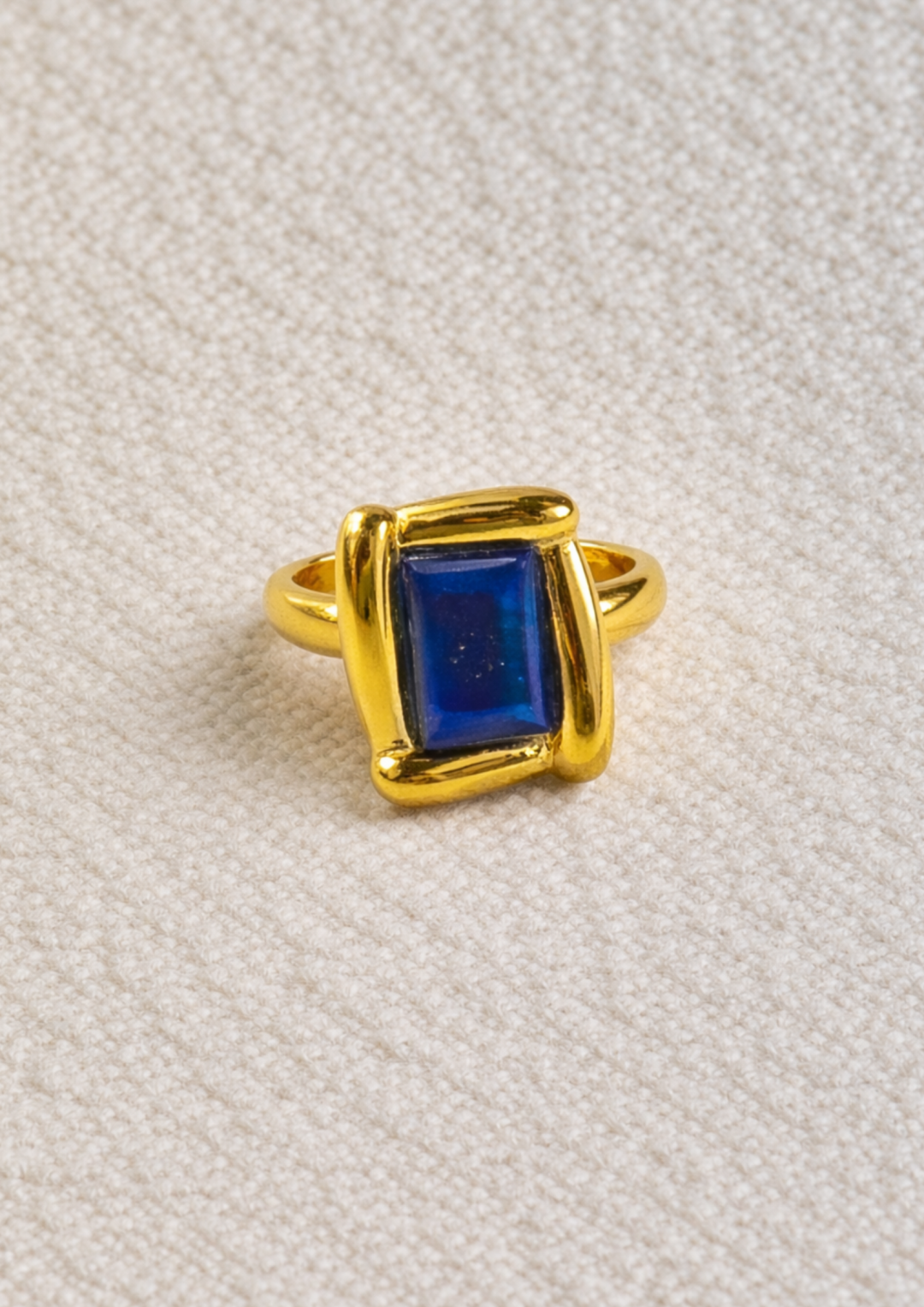 Lapis Set Oblong Wrapover Bezel Ring by Tay Jewellery on curated-crowd.com